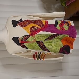 Vtg. Alfredos wife ethnic Native pullover blouse